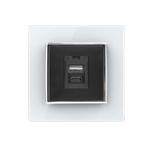 Livolo USB-Modul inkl. USB-C und USB-A mit Glasblende in Weiß/ Schwarz