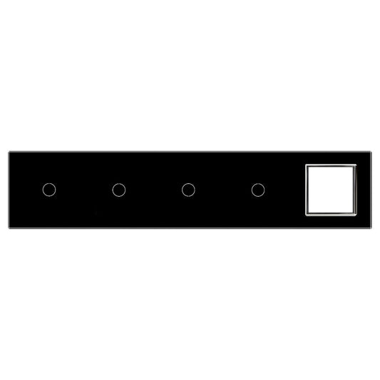 Fünffache, schwarze Glasblende für 4 einfache Touch-Schalter + Modul