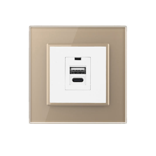 Ladestation USB-C&A in weiß mit goldener Glasblende