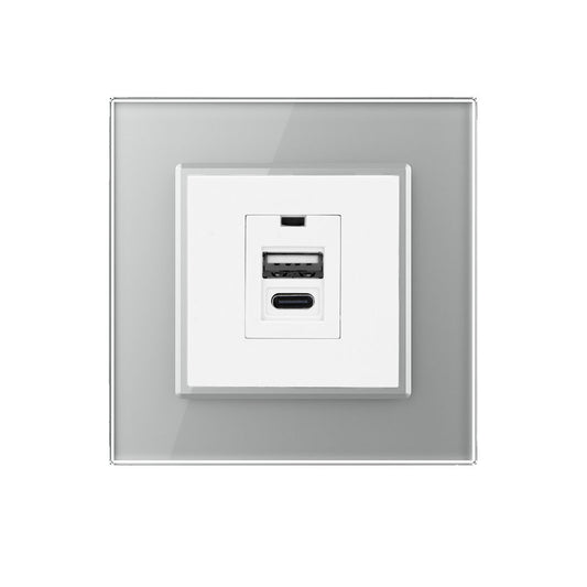 Livolo USB-C und USB-A Modul mit Glasblende in Grau