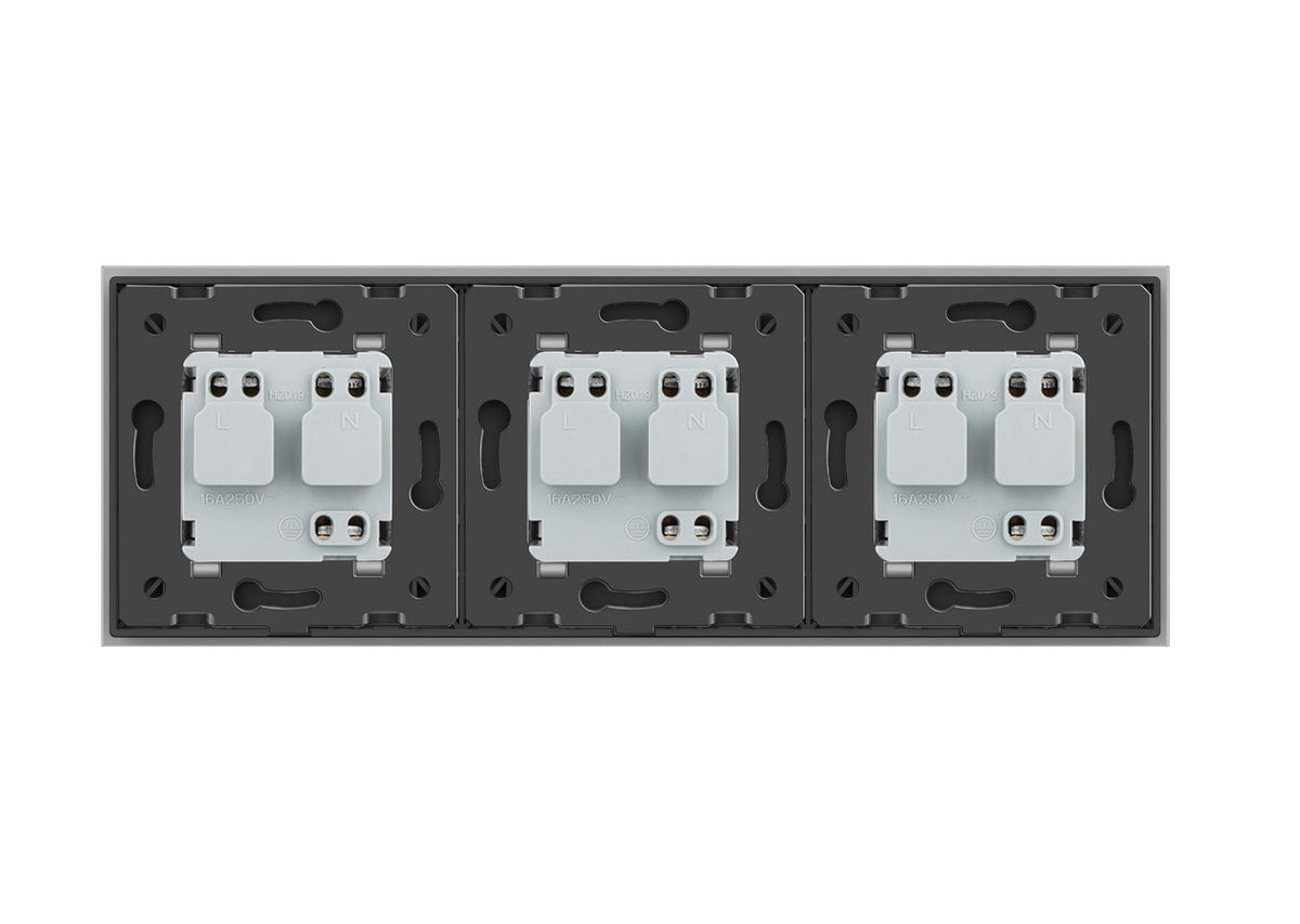 Livolo dreier Steckdose mit Glasblende in Grau