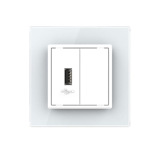 Livolo zweifaches, weißes USB-Modul zum Aufladen mit Glasrahmen