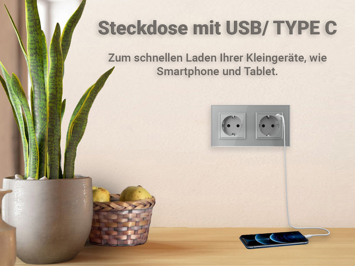 Livolo schwarzes Steckdosen-Modul mit USB-C