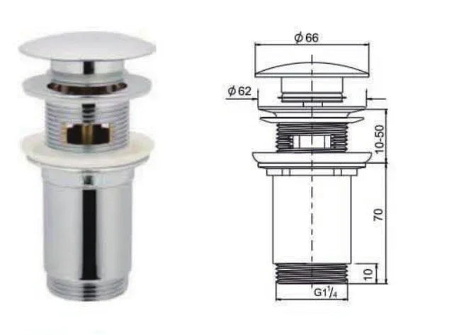 Sifon Siphon Ablaufventil Set Pop Up Ablaufgarnitur Überlauf Waschbecken Abfluss - WEIM24