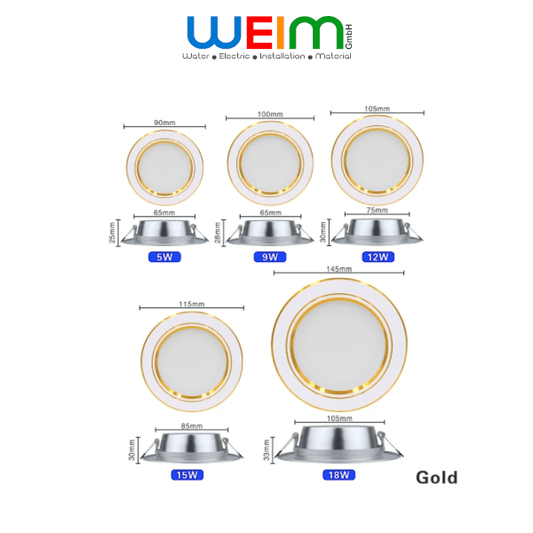 3W 5W 9W LED Einbauleuchten ultraflach IP44 Naturweiß Deckenspots Strahler Panel