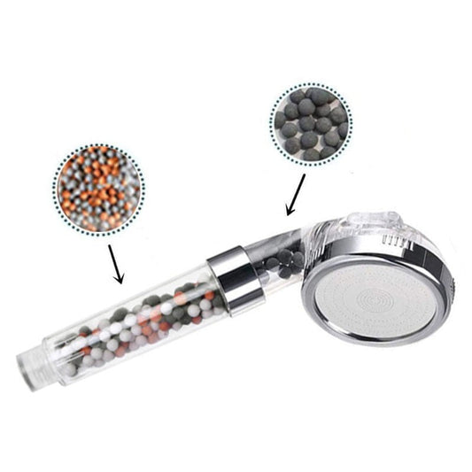 Duschkopf Handbrause wassersparend mit Ionenfilter und Mineralsteinen - wassersparende Handbrause mit Ionenfilter - WEIM24