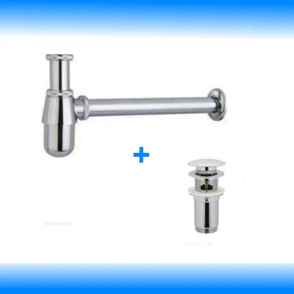 Sifon Siphon Pop Up Ablaufventil Ablaufgarnitur Überlauf Waschbecken Abfluss Set - WEIM24