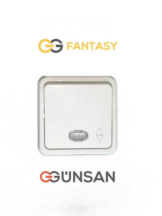 Wechselschalter Blau beleuchtet Aufputz Weiß Gunsan Fantasy 10A 250V NEU kaufen - WEIM24