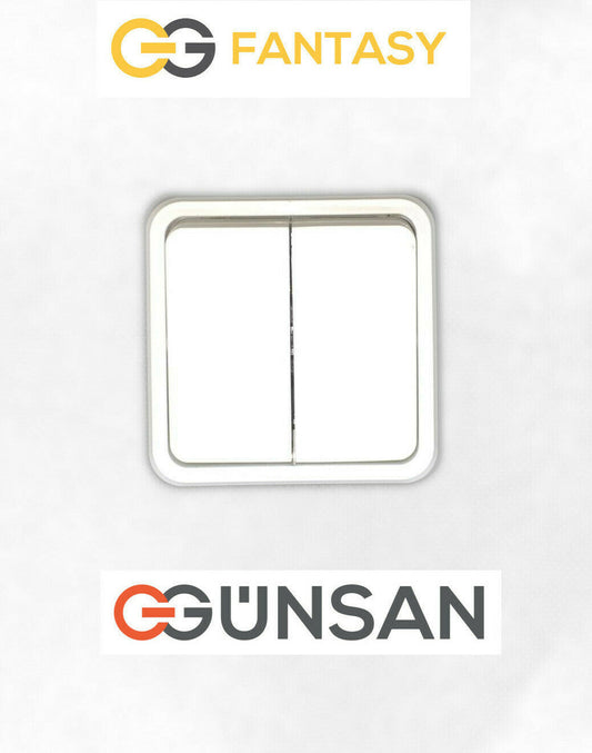 Fantasy Doppelschalter Weiß 10A 250V Aufputz Gunsan Ausschalter Einschalter - WEIM24