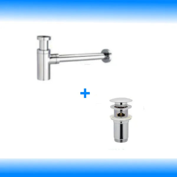 Sifon Siphon Pop Up Ablaufventil Ablaufgarnitur Überlauf Waschbecken Abfluss Set - WEIM24