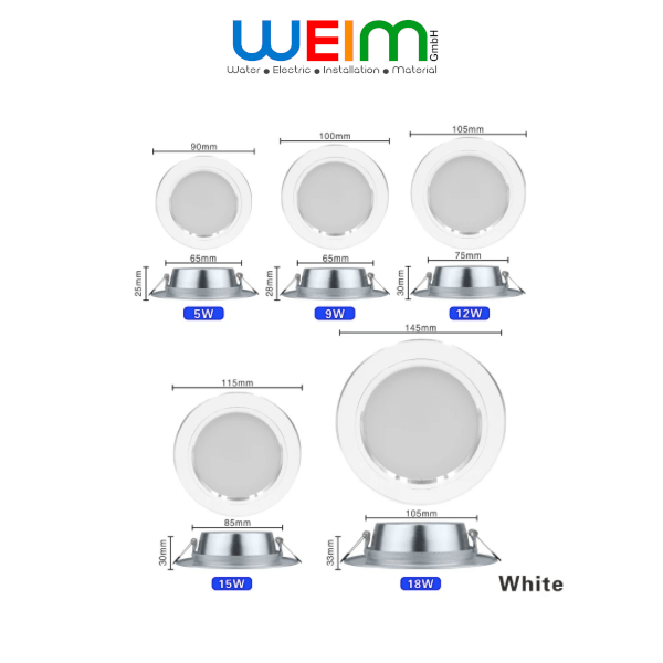 3W 5W 9W LED Einbauleuchten ultraflach IP44 Naturweiß Deckenspots Strahler Panel