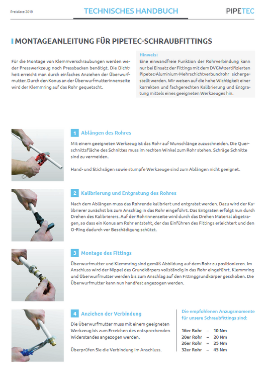 Schraubfitting PIPETEC TH für Verbundrohr Messing Bogen Kupplung T-Stück DVGW kaufen - WEIM24