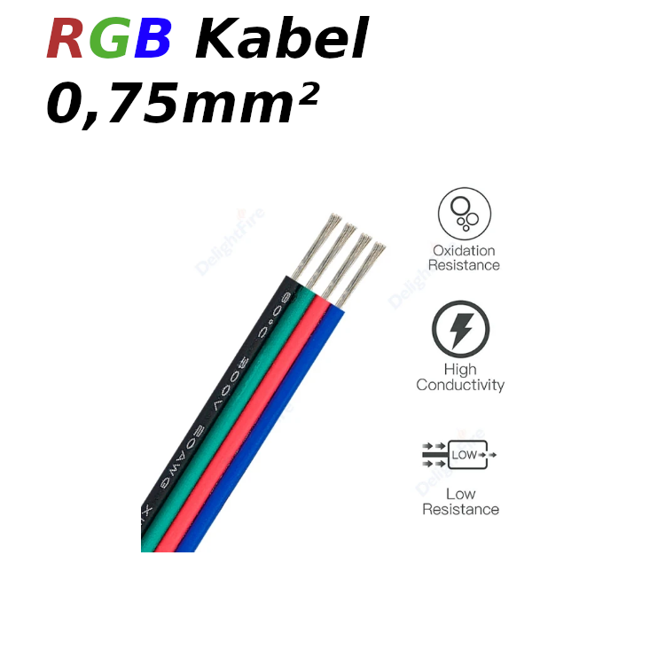 5-300m RGB LED Verlängerungskabel Flachleitung in Rot Grün Blau Schwarz Meterware kaufen - WEIM24