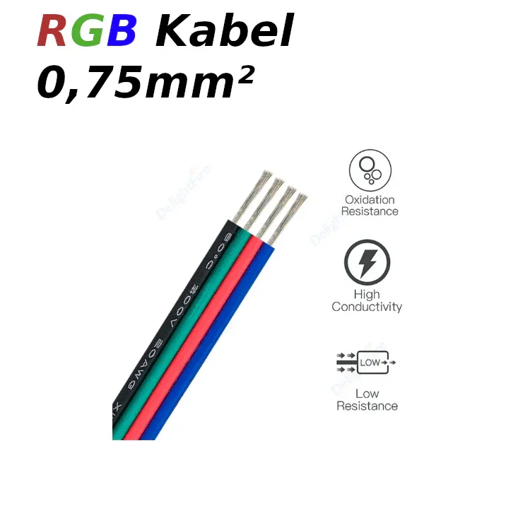 5-300m RGB LED Verlängerungskabel Flachleitung in Rot Grün Blau Schwarz Meterware kaufen - WEIM24