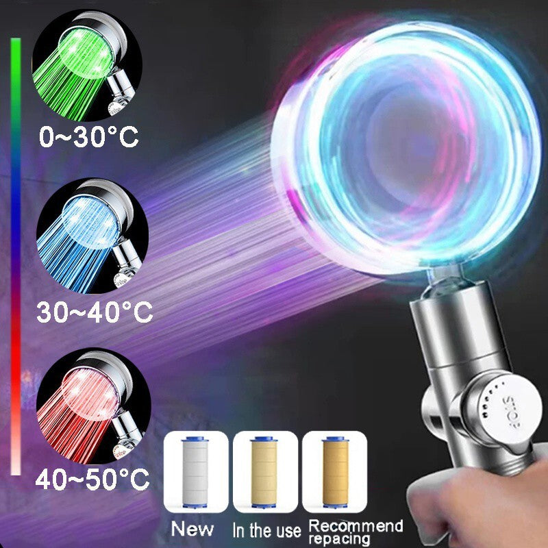 LED Duschkopf RGB - Moderner Luxus mit Filter und Wassersparfunktion, farbige LED-Beleuchtung - WEIM24