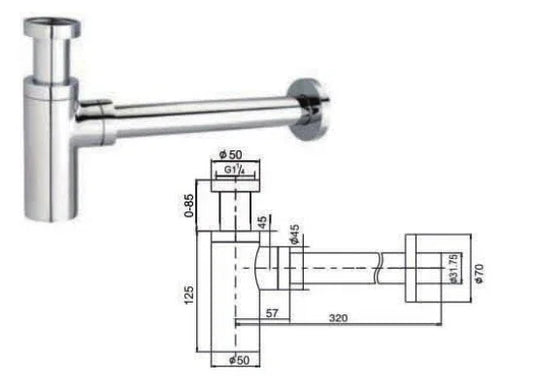 Siphon Ablaufventil Set für Waschbecken mit Pop Up Funktion und Überlauf - WEIM24