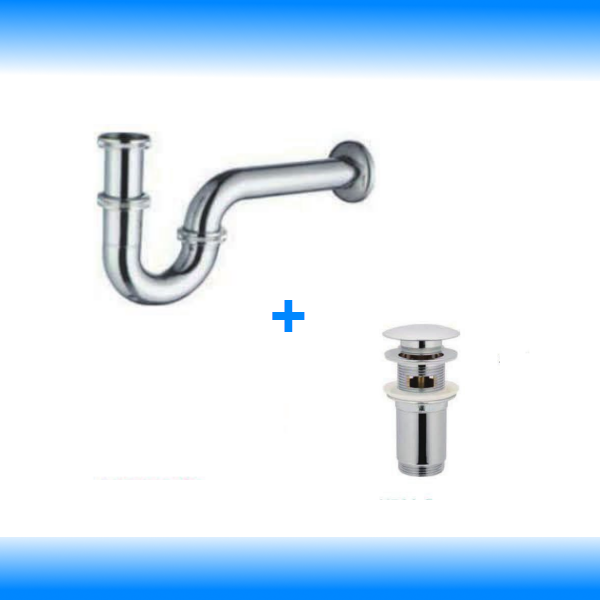 Sifon Siphon Ablaufventil Set Pop Up Ablaufgarnitur Überlauf Waschbecken Abfluss - WEIM24