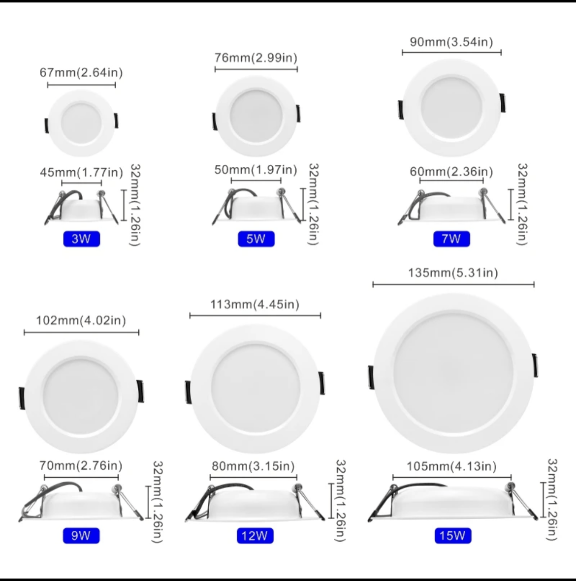3W 5W 9W LED Einbauleuchten ultraflach IP44 Naturweiß Deckenspots Strahler Panel