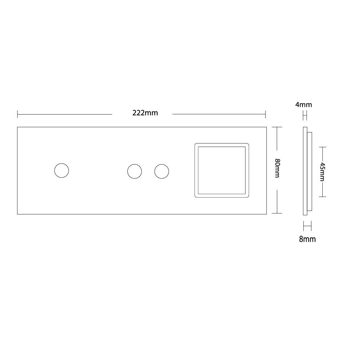 Weiße Glasblende für 1 1-fachen + 1 2-fachen Touch-Schaltler + Modul