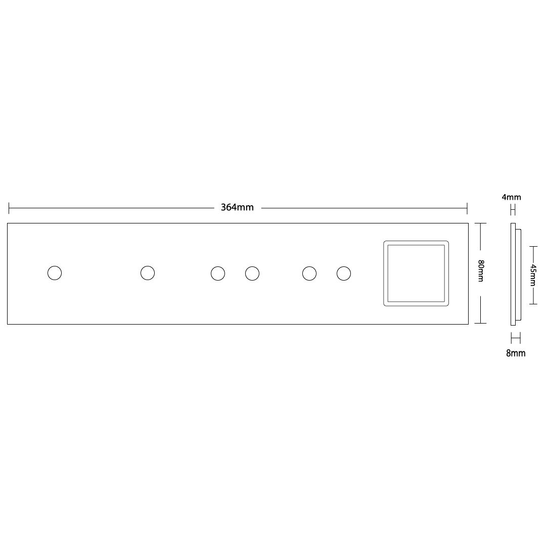 Schwarze Glasblende für 2 1-fache, 2 2-fache Touch-Schalter + Modul