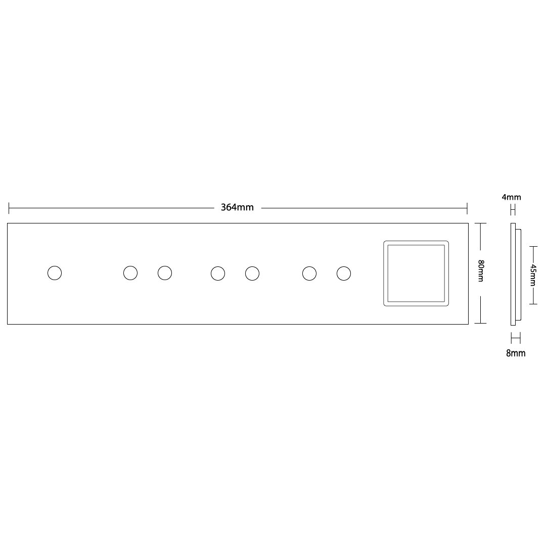 Schwarze Glasblende für 1 1-fachen, 3 2-fache Touch-Schalter + Modul