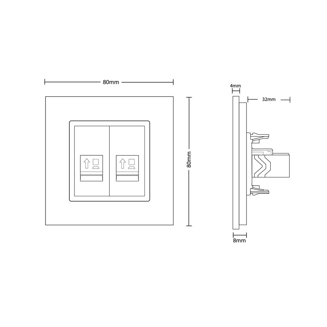 Livolo zweifaches Netzwerkmodul RJ45 Patch CAT7 inkl. Glasrahmen
