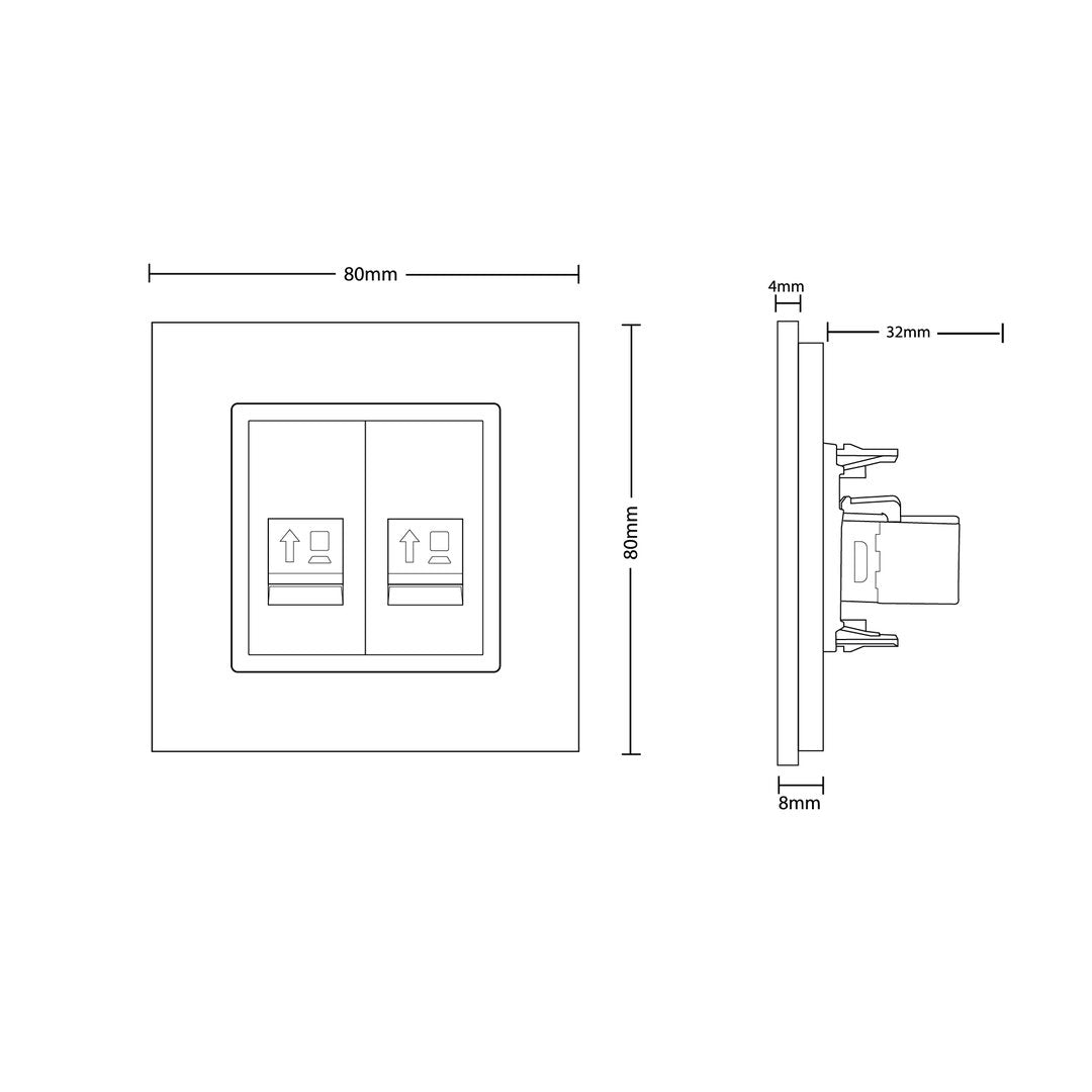 Livolo zweifaches, graues LAN-Modul Durchgang mit Glasblende
