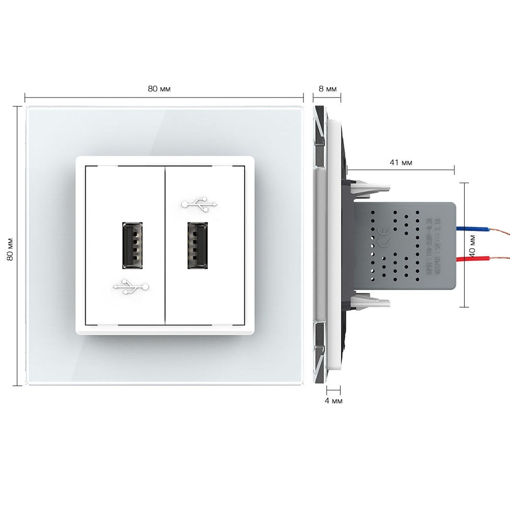 Livolo zweifaches USB-Modul zum Aufladen von Geräten mit Glasblende