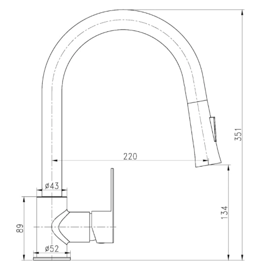 Aqua-Su "Fyon" Spültisch-Einhebelmischer (Niederdruck, herausziehbar, chrom) HEIMWERKA