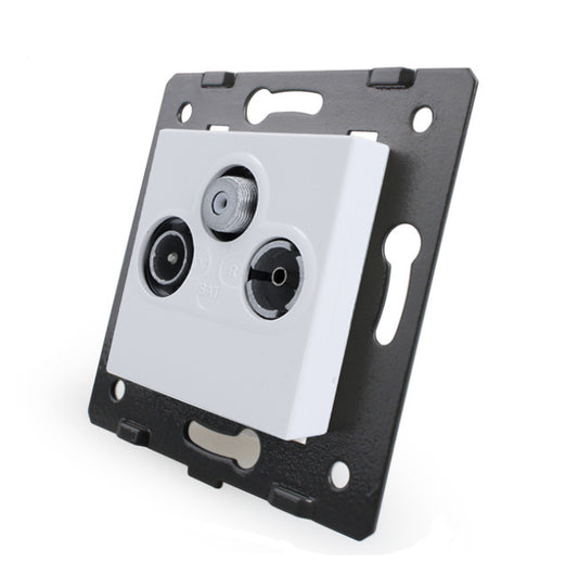 Livolo dreifaches SAT-/TV-/FM-Modul als End-Dose mit Glasblende Weiß