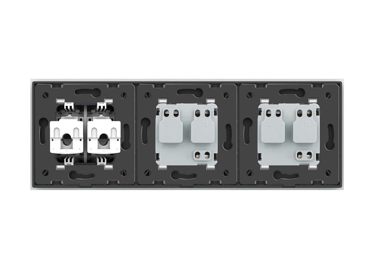 Livolo 2 Steckdosen und 2 Netzwerk-Module inkl. Glasblende in Weiß