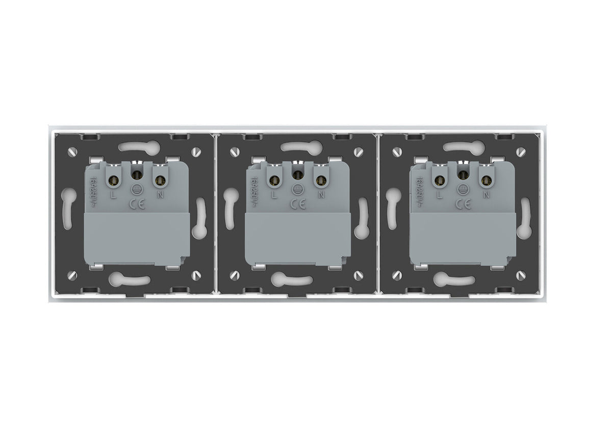 LIVOLO 3 Module EC Steckdose mit Glasrahmen in Weiß
