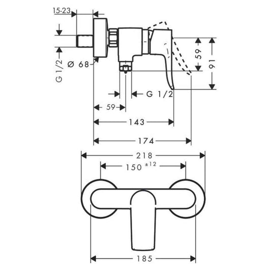 Hansgrohe "Metris E2" Brause-Einhebelmischer (chrom)