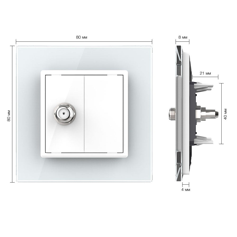 Livolo einfaches, weißes SAT-Modul mit Glasrahmen