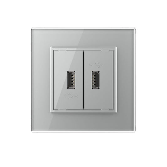 Livolo zweifaches USB-Modul mit Glasblende in Grau