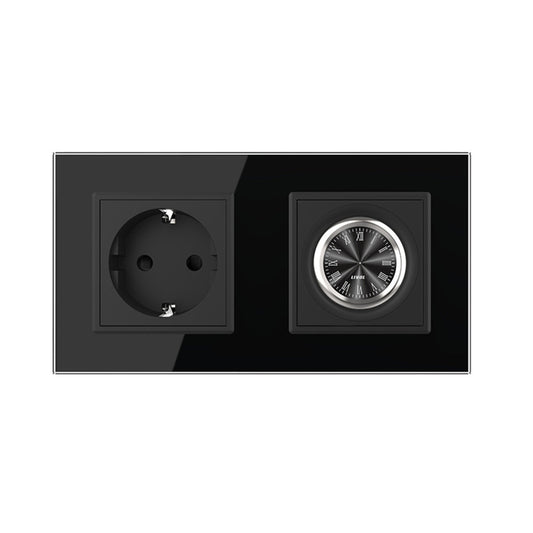 Livolo Steckdose und Wanduhr inkl. Glasrahmen in Schwarz