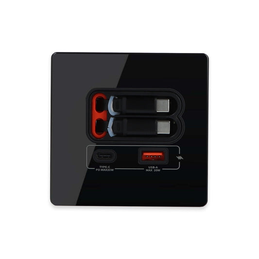 USB-A/C Schnellladegerät mit ausziehbaren Kabeln