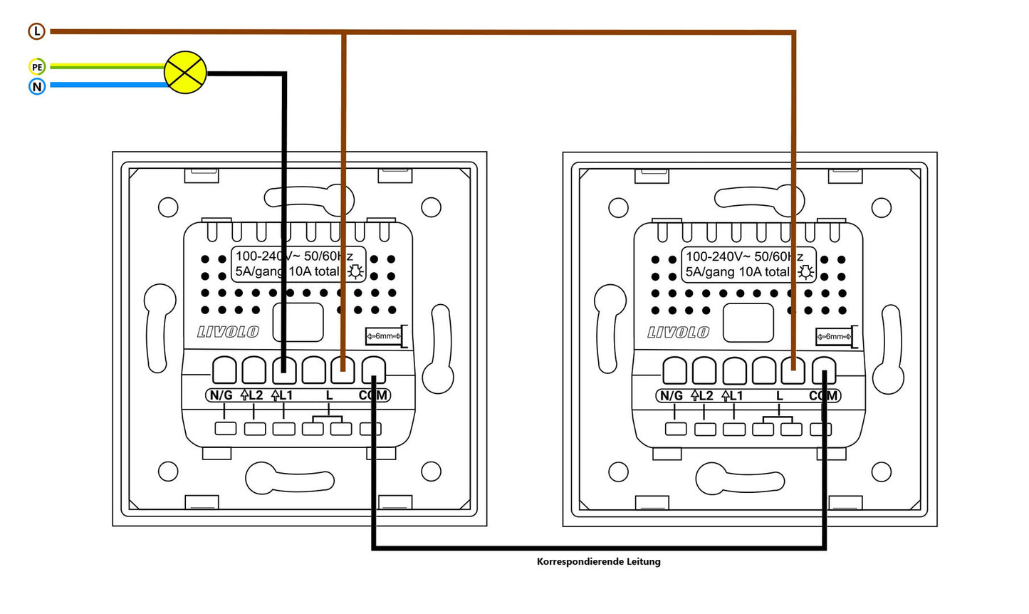 Livolo Kombination aus Wechselschalter und Steckdose in grau