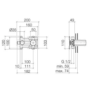 Dornbracht "Generic" Einbaukörper für UP-Wand-Einhandbatterie (rechtsseitger MIscher) - WEIM24