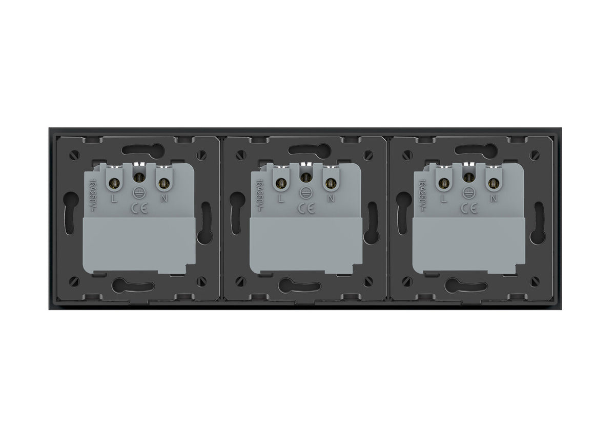 LIVOLO 3 Module EC Steckdose mit Glasrahmen in Schwarz