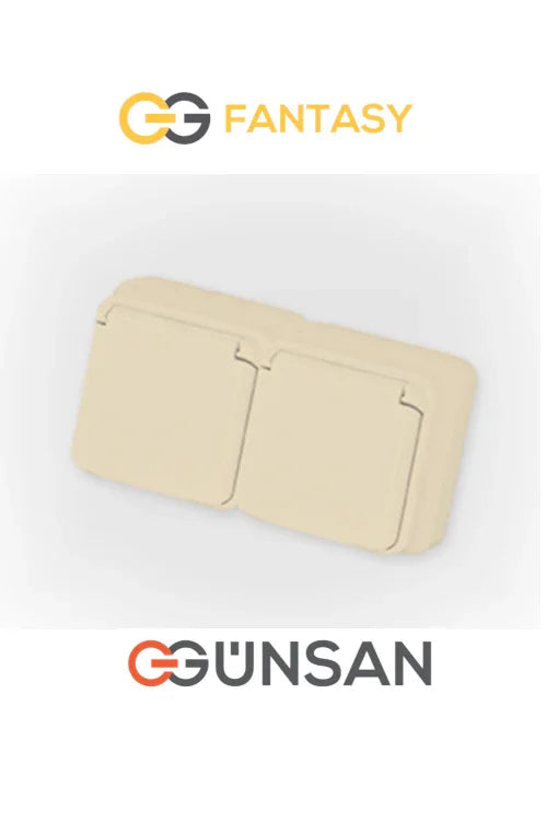 Aufputz Doppelsteckdose Cremeweiß mit Deckel Fantasy Günsan
