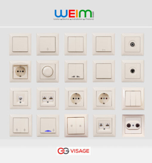 VISAGE Schuko Steckdose Dimmer Creme Jalousie Schalter Taster Rahmen Visage Unterputz