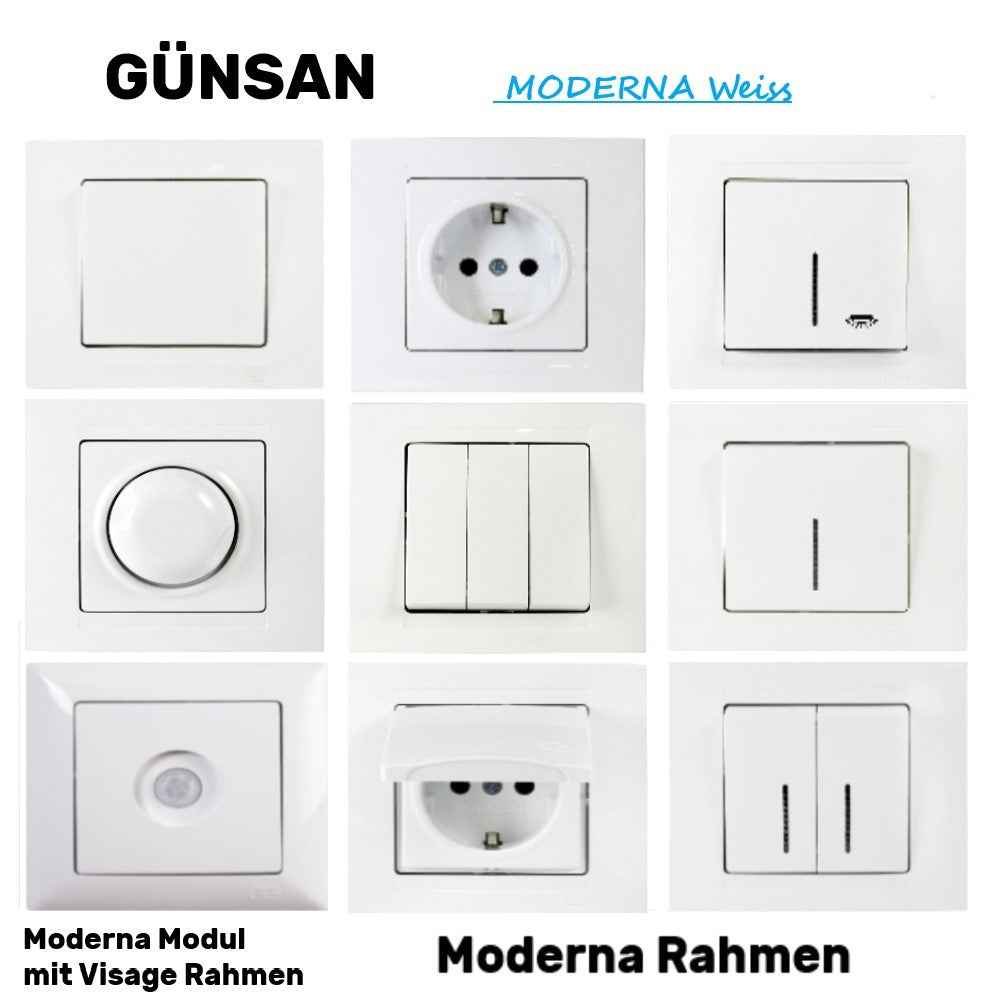 Schuko Steckdose & Schalter Serie Moderna weiss