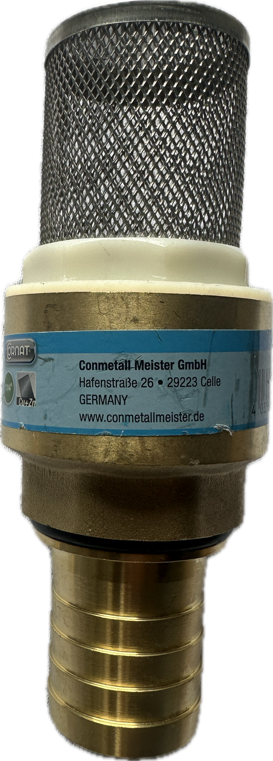 Cornat Rückschlagventil aus Messing Ansaugfilter 1 1/4“ Schläuche Saugkorb zum Filtern
