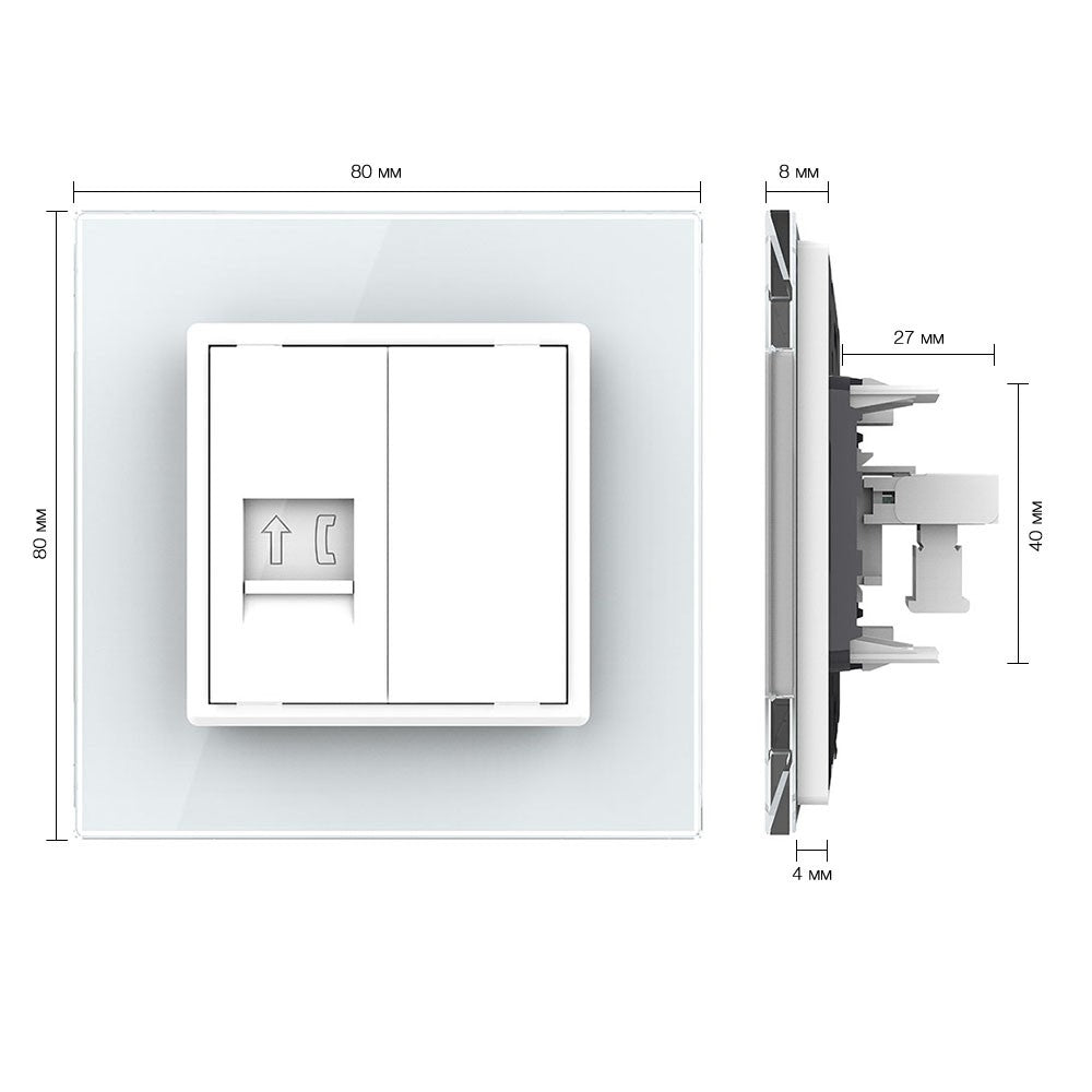 Livolo einfaches, weißes Telefon-Modul RJ11 mit Glasrahmen