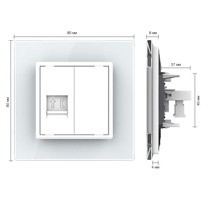 Livolo einfaches, weißes Telefon-Modul RJ11 mit Glasrahmen