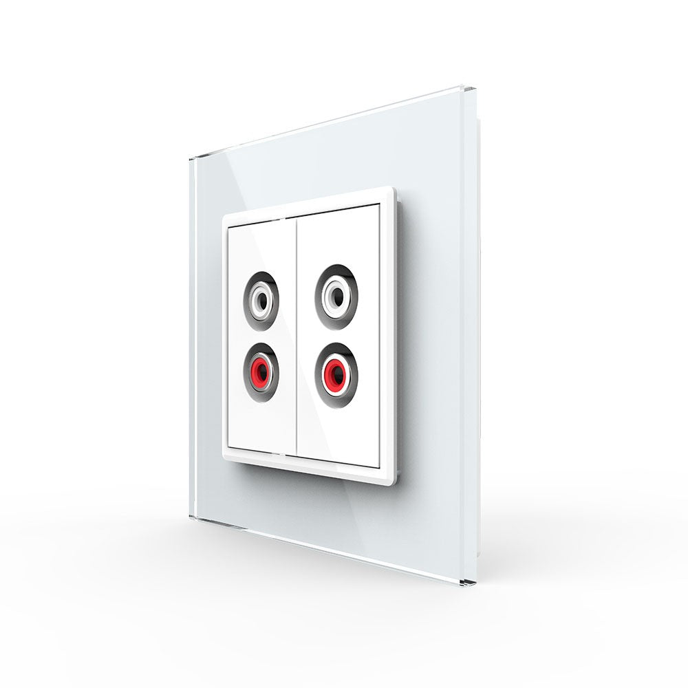 Livolo zweifaches, weißes Audio-Modul mit Glasrahmen