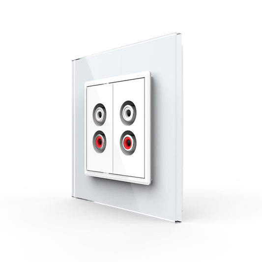 Livolo zweifaches, weißes Audio-Modul mit Glasrahmen