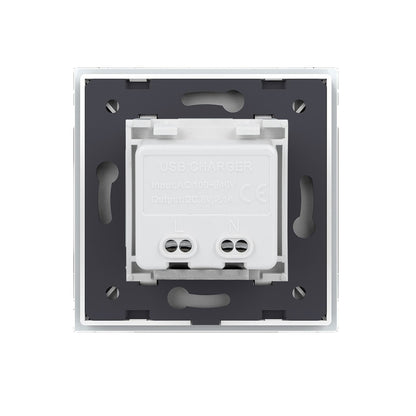 Livolo USB-Modul inkl. USB-C und USB-A mit Glasblende in Weiß/ Schwarz