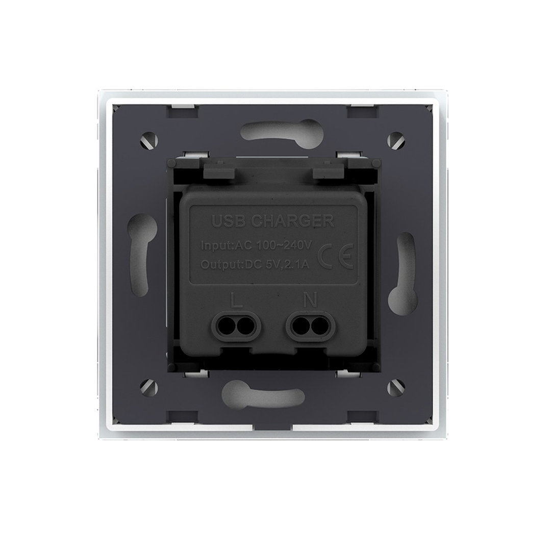 Livolo USB-Modul inkl. USB-C und USB-A mit Glasblende in Weiß